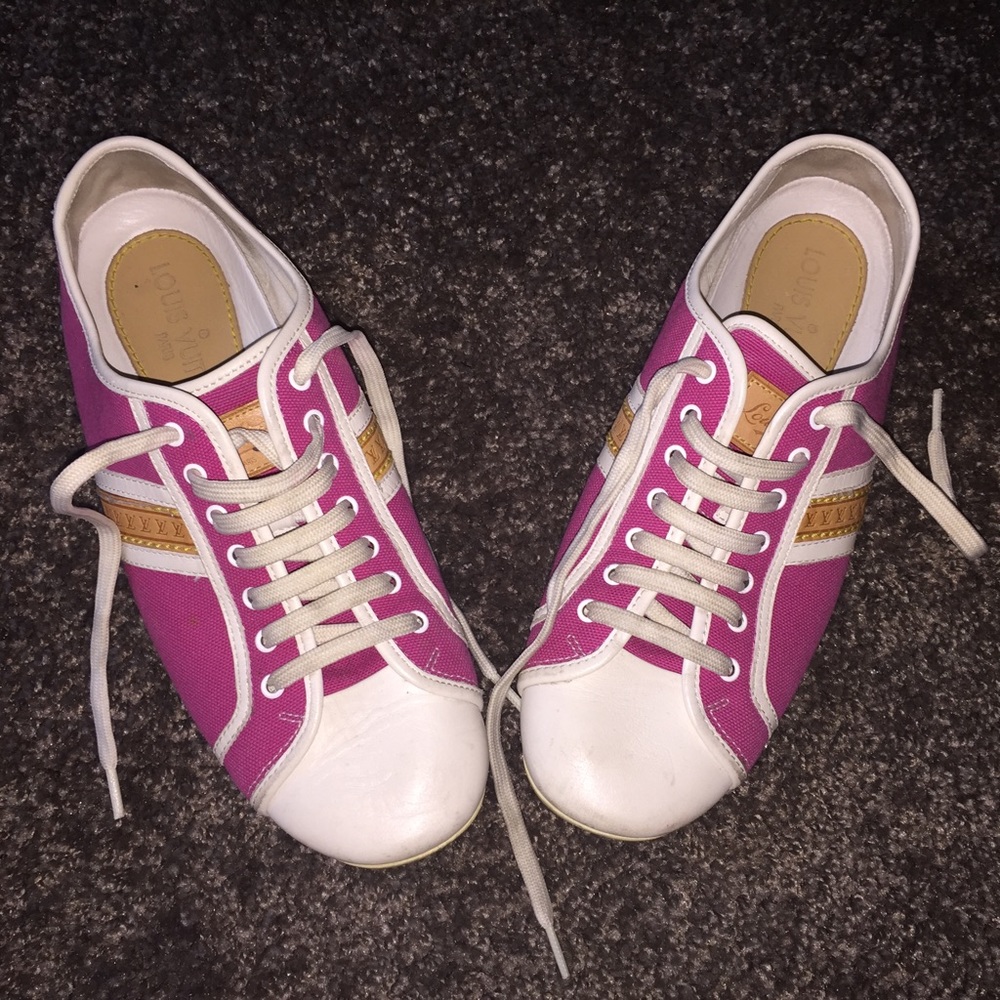 Authentic Pink Louis Vuitton Bastia Canvas Sneaker