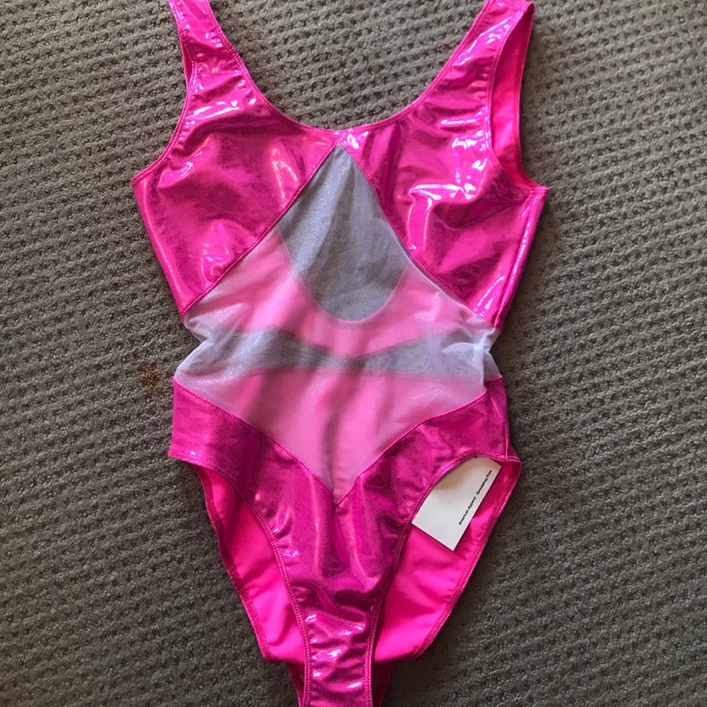 American Apparel Pink Glitter Mesh One Piece