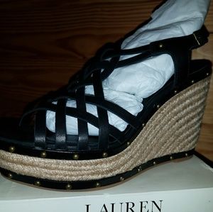 Brand New Ralph Lauren Womens Stacey Wedge Black