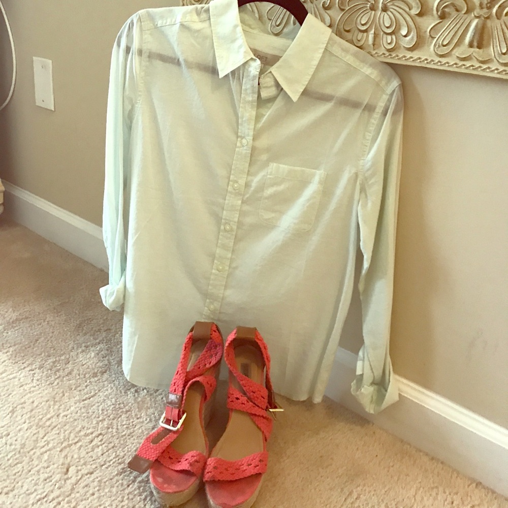 Button down shirt and wedges