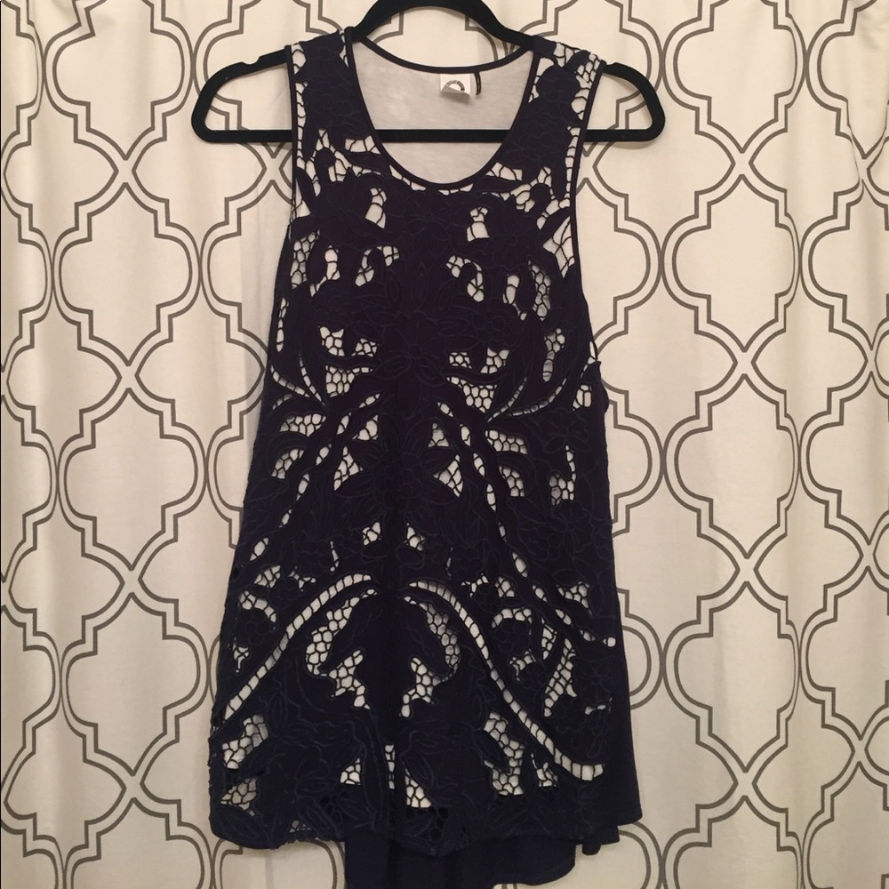 Anthropologie Lace Swing Tank XL