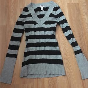 Black and Gray Striped Sweater