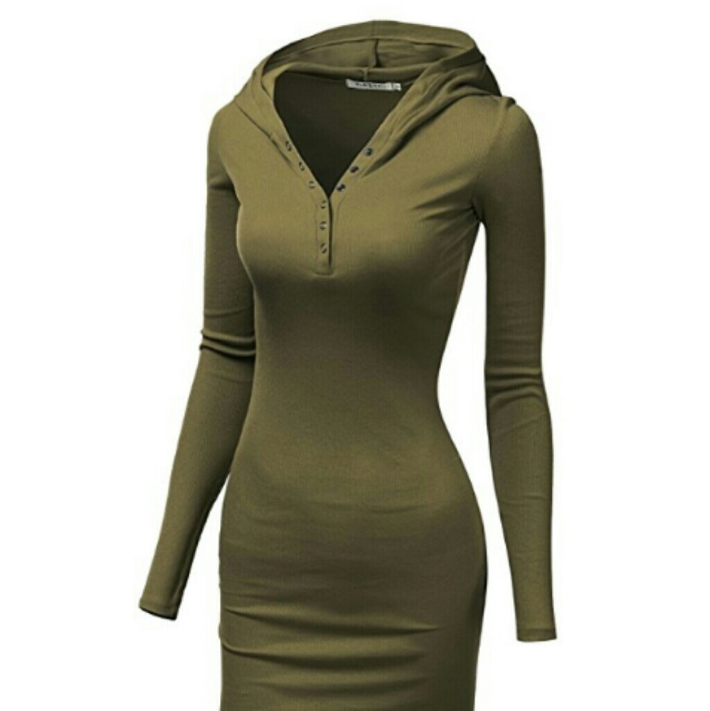 NWOT Army green dress with hood