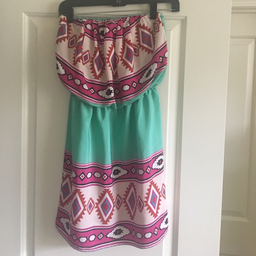 Strapless Aztec dress