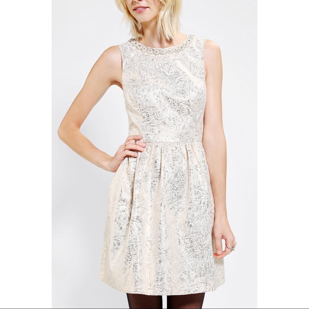 UO Gold Metallic Holiday Dress