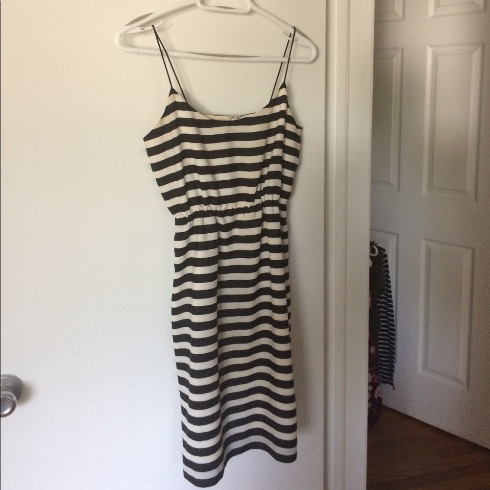 Black and white striped short dress