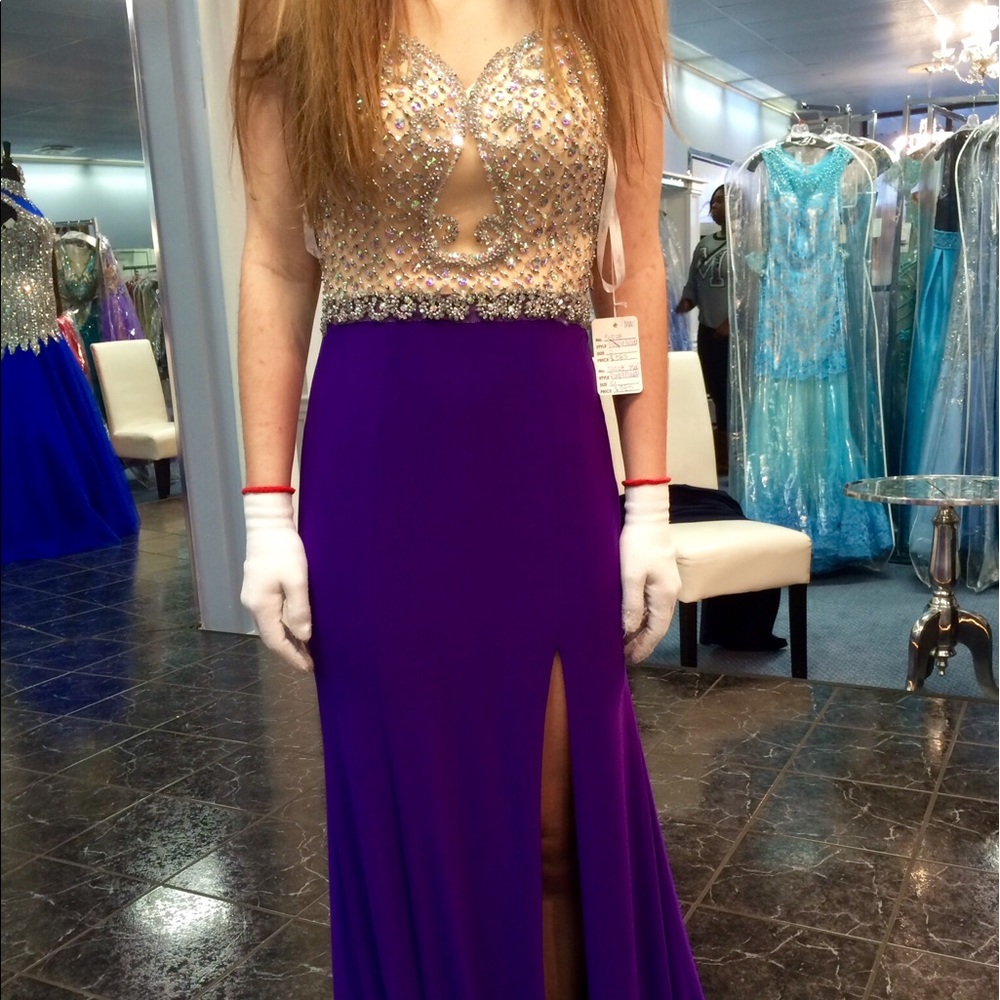 Purple beaded Prom dress