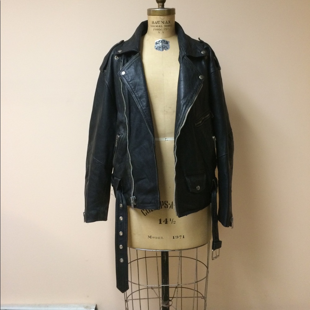 Vintage marbet leather jacket, XXL, (men's L)