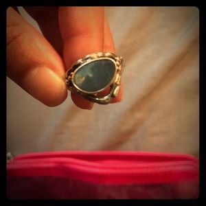 Boulder opal branch band ring 925 silver