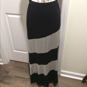 Gray & Black Striped Maxi Skirt Size M NWOT