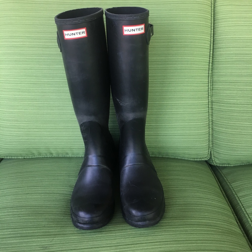 Sz 7 Matte Black Hunter Rain Boots