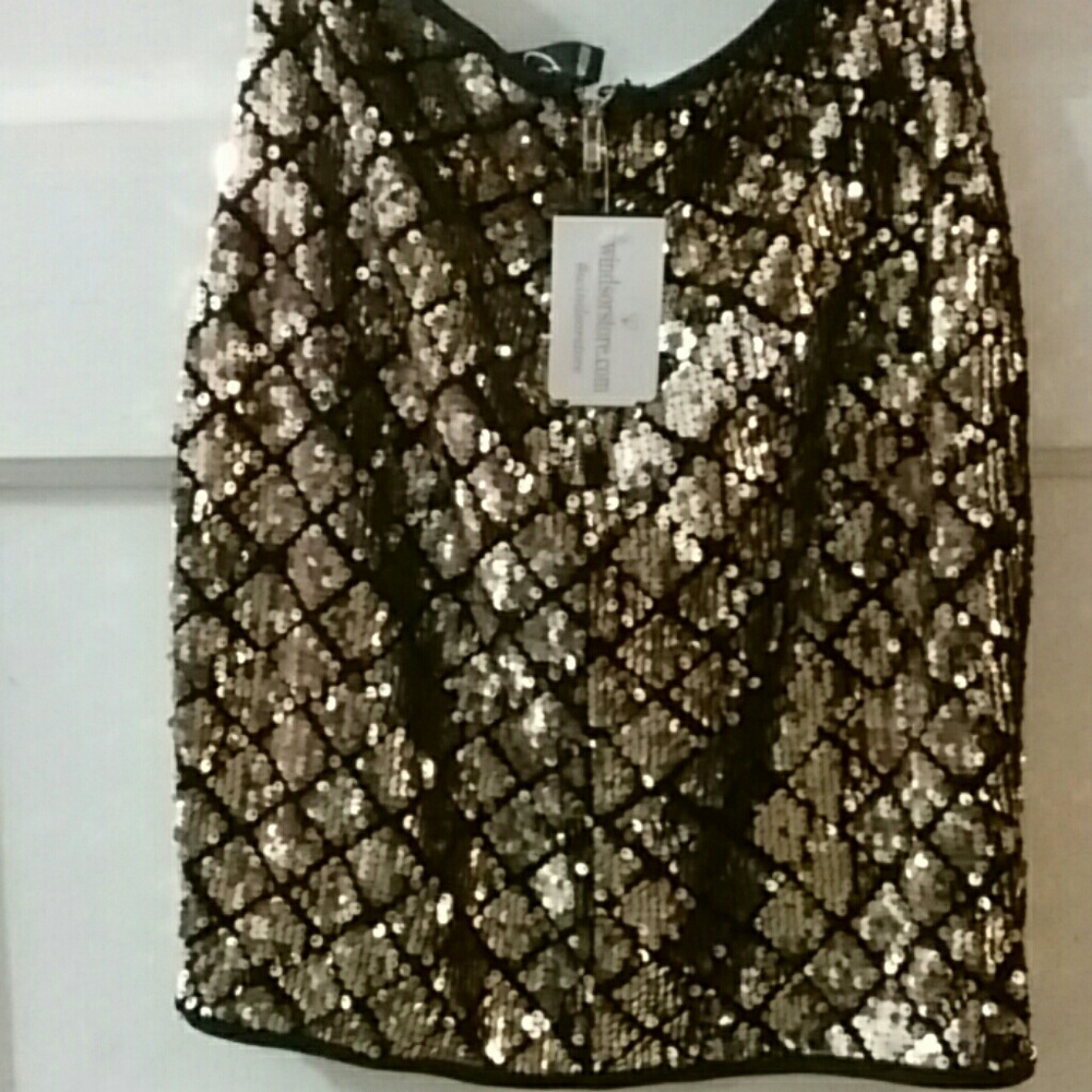 Windsor Gold Sequin Mini Skirt