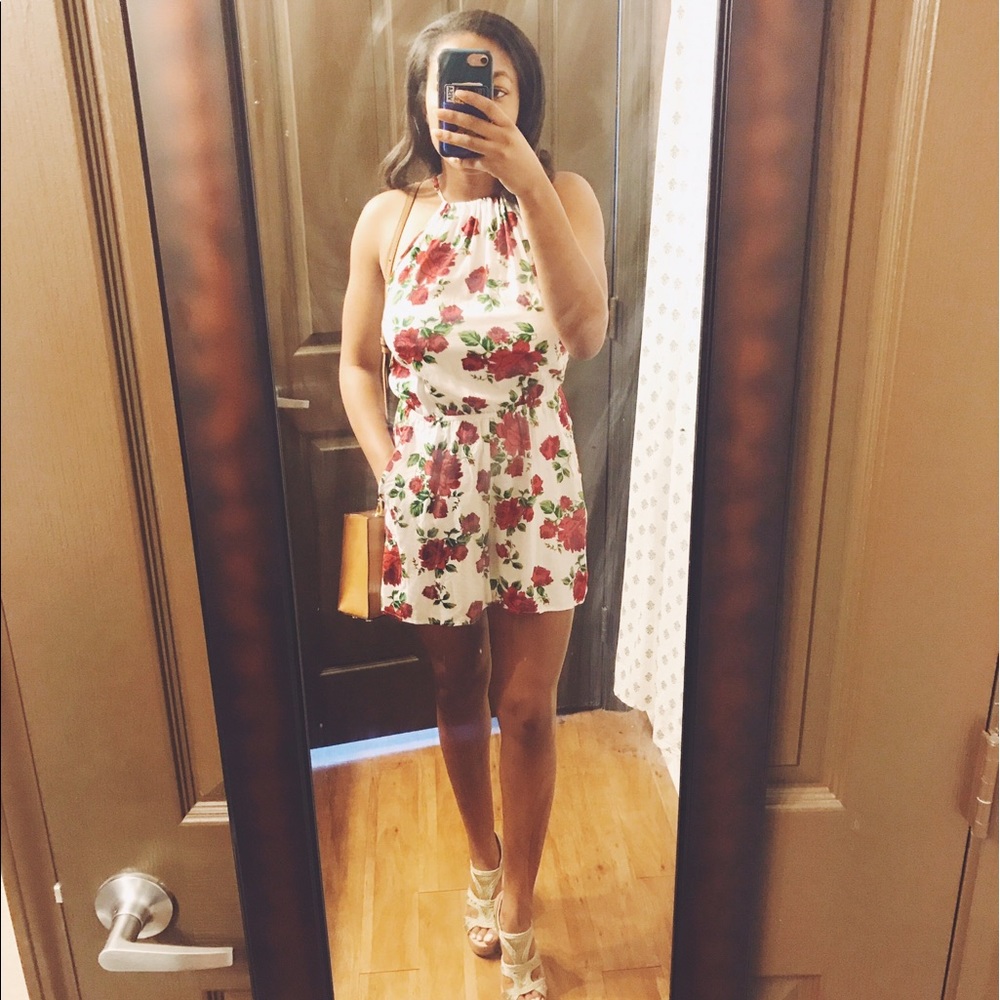 White Romper with Roses