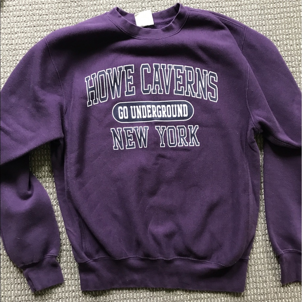 Long-sleeve warm  purple Howe Caverns cave shirt