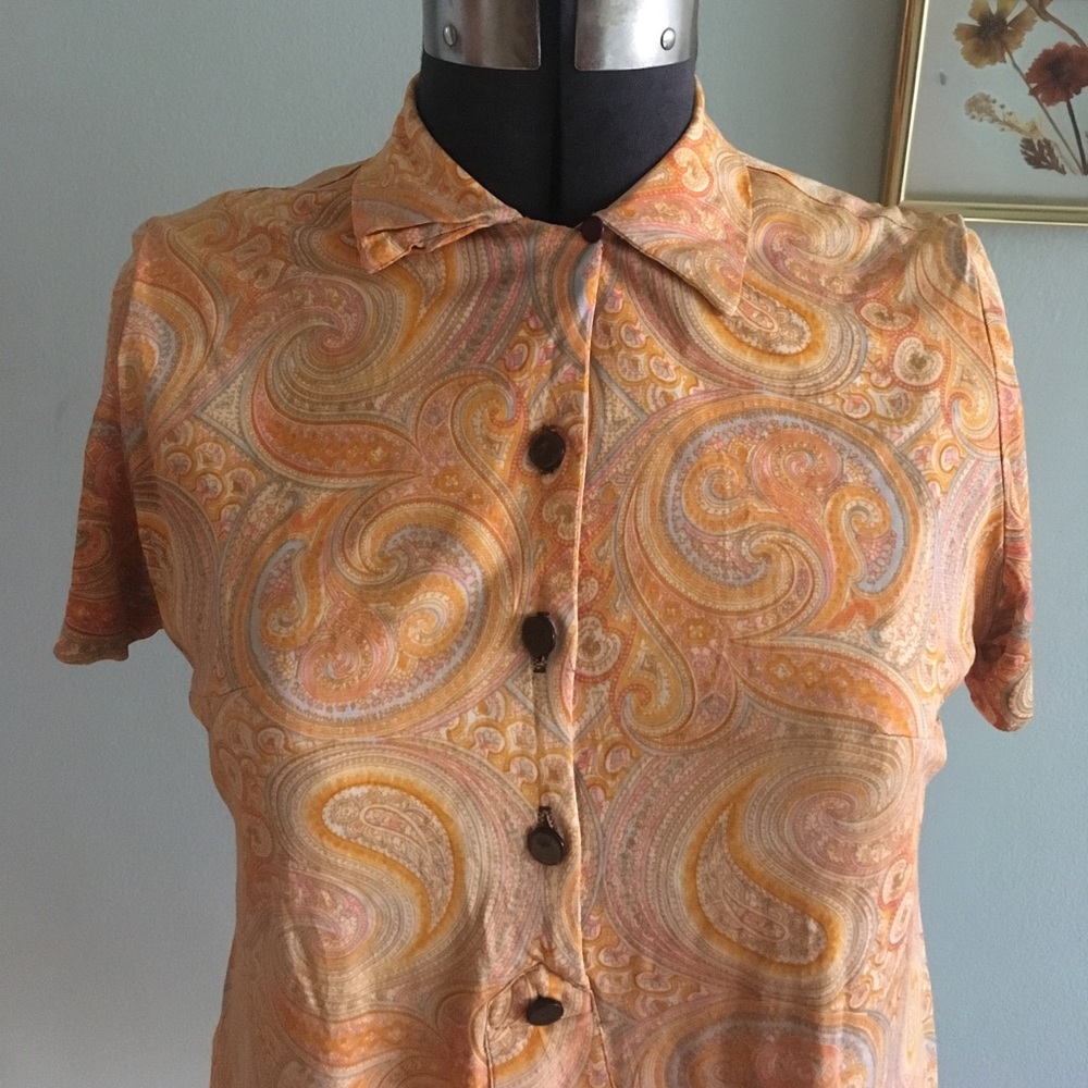 VINTAGE 60s paisley button down shirt