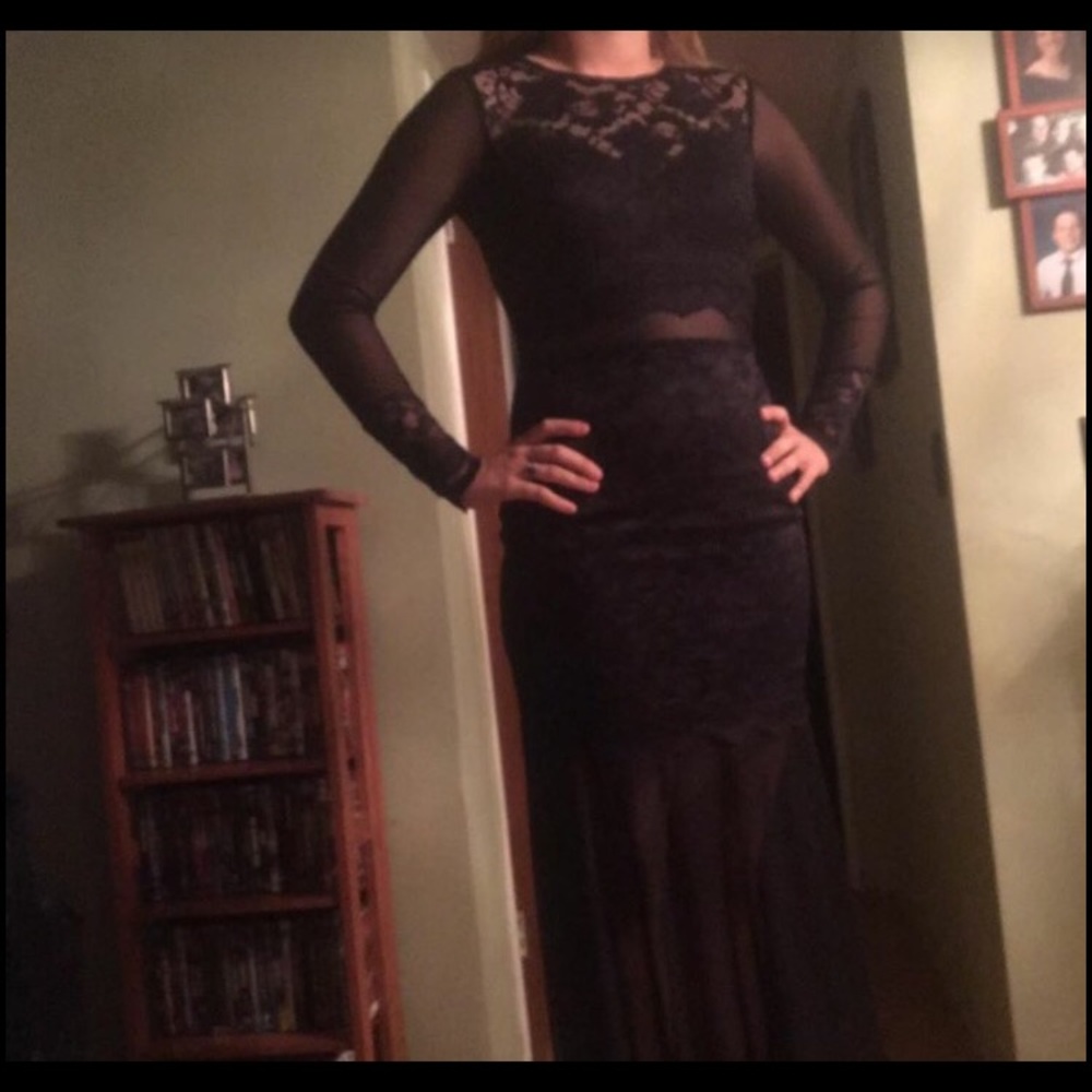 Windsor black sheer long sleeve dress