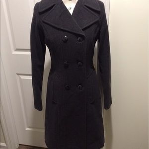 Anne Klein 80% Wool Gray Trench Peacoat Size XS
