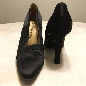 Vintage Yves Saint Laurent Black Satin Heels