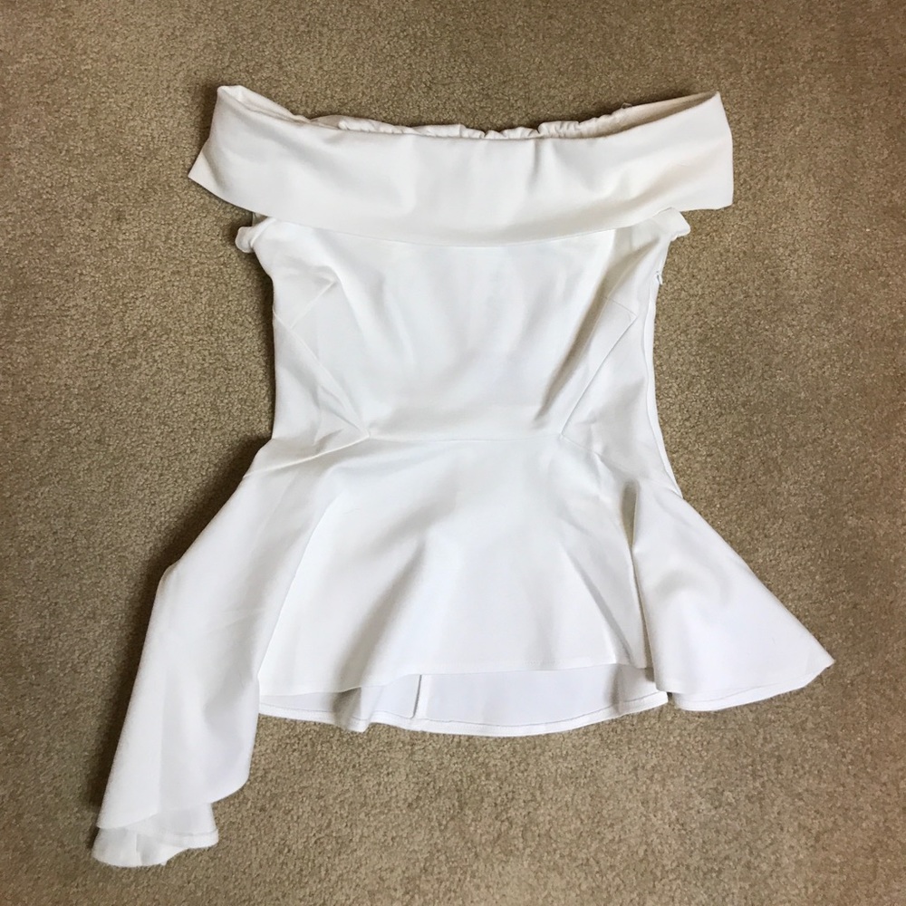 NWT Asymmetrical white off-the-shoulder top