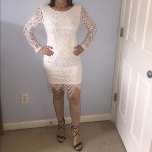 White Lace Long Sleeve Dress