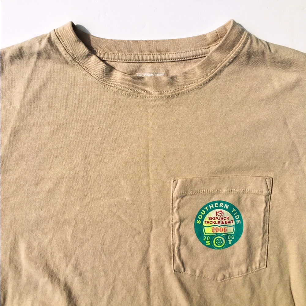 Southern Tide Tan Pocket Long Sleeve Tee ⭐️