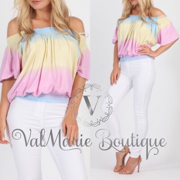 📍CLEARANCE 📍Cotton Candy Bardot Off Shoulder Top - Picture 2 of 4