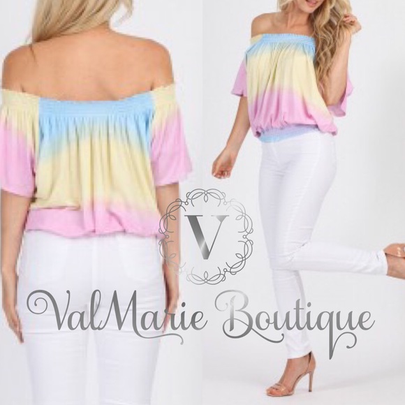 📍CLEARANCE 📍Cotton Candy Bardot Off Shoulder Top - Picture 3 of 4