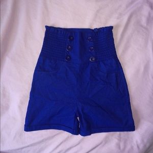 High Waisted Blue Shorts w Buttons!