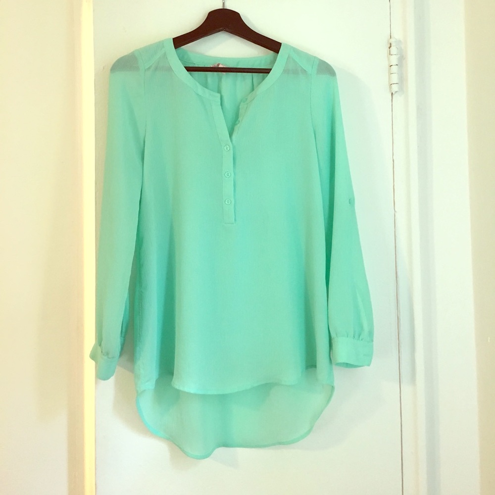 Teal sheer blouse