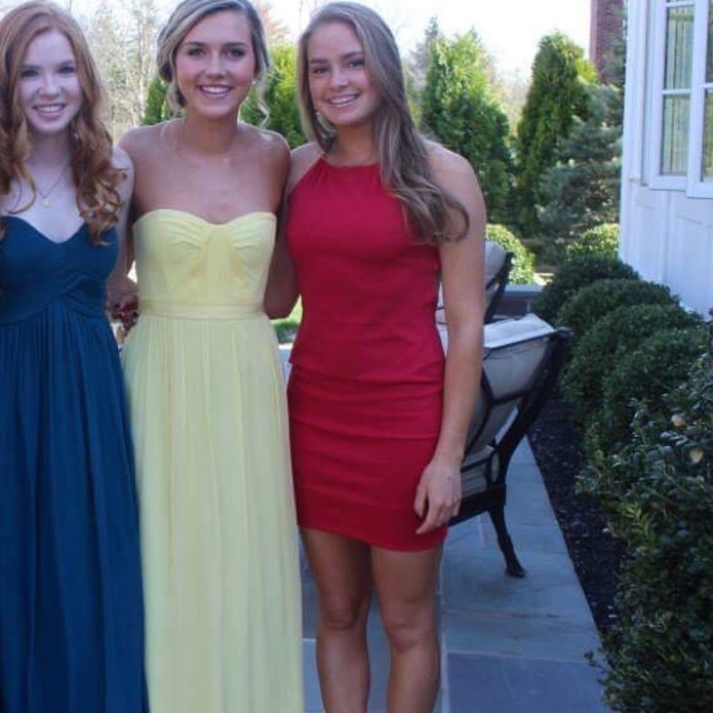 BCBG yellow long prom dress