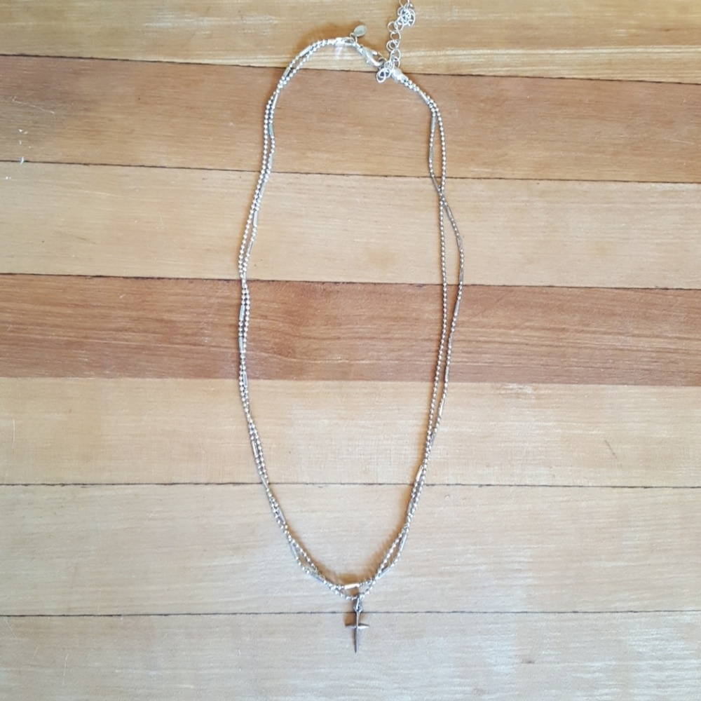 "Shine" silver 2 strand with small cross charm