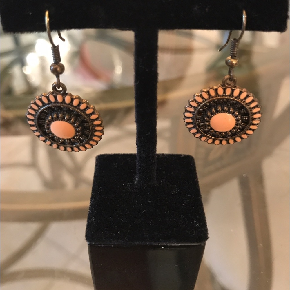 Bronze and peach earrings