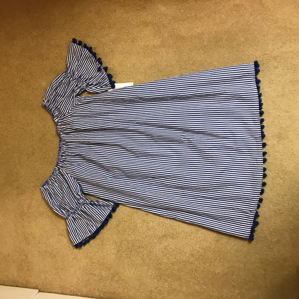 NWT off-the-shoulder pompom dress!