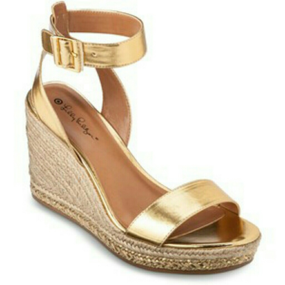 Lily Pulitzer for Target Gold Wedge Espadrilles