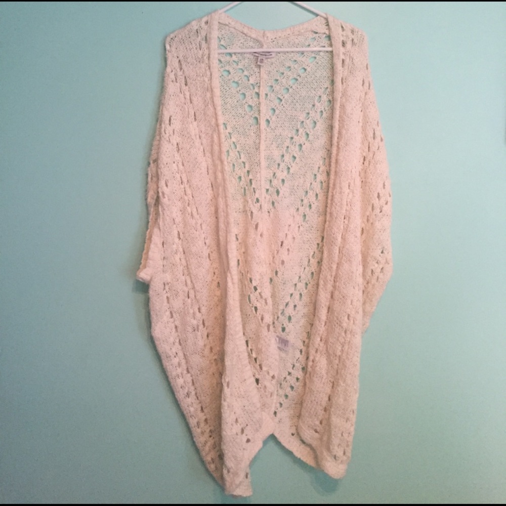 Long, open knit cardigan
