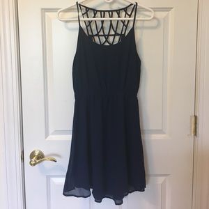 Tobi navy decorative back chiffon dress
