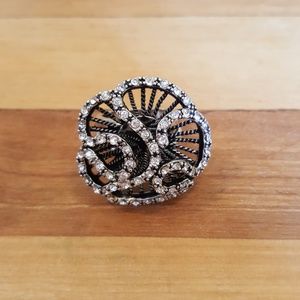 Black and rhinestone ring
