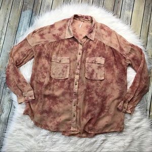 [Free People] Rust Orange Tie Dye Button Up Blouse
