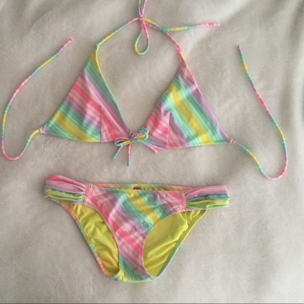 VS pastel neons stripped bikini
