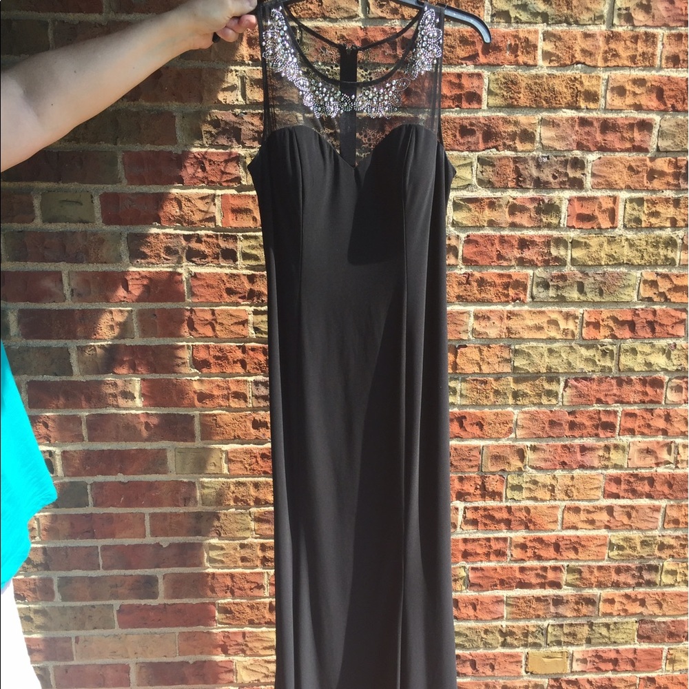 Embellished Illusion Neckline/Back Prom Dress