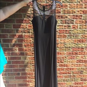 Embellished Illusion Neckline/Back Prom Dress