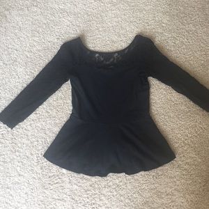 Black lace peplum top