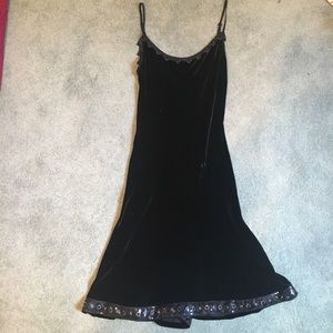 Velvet embellished little black dress