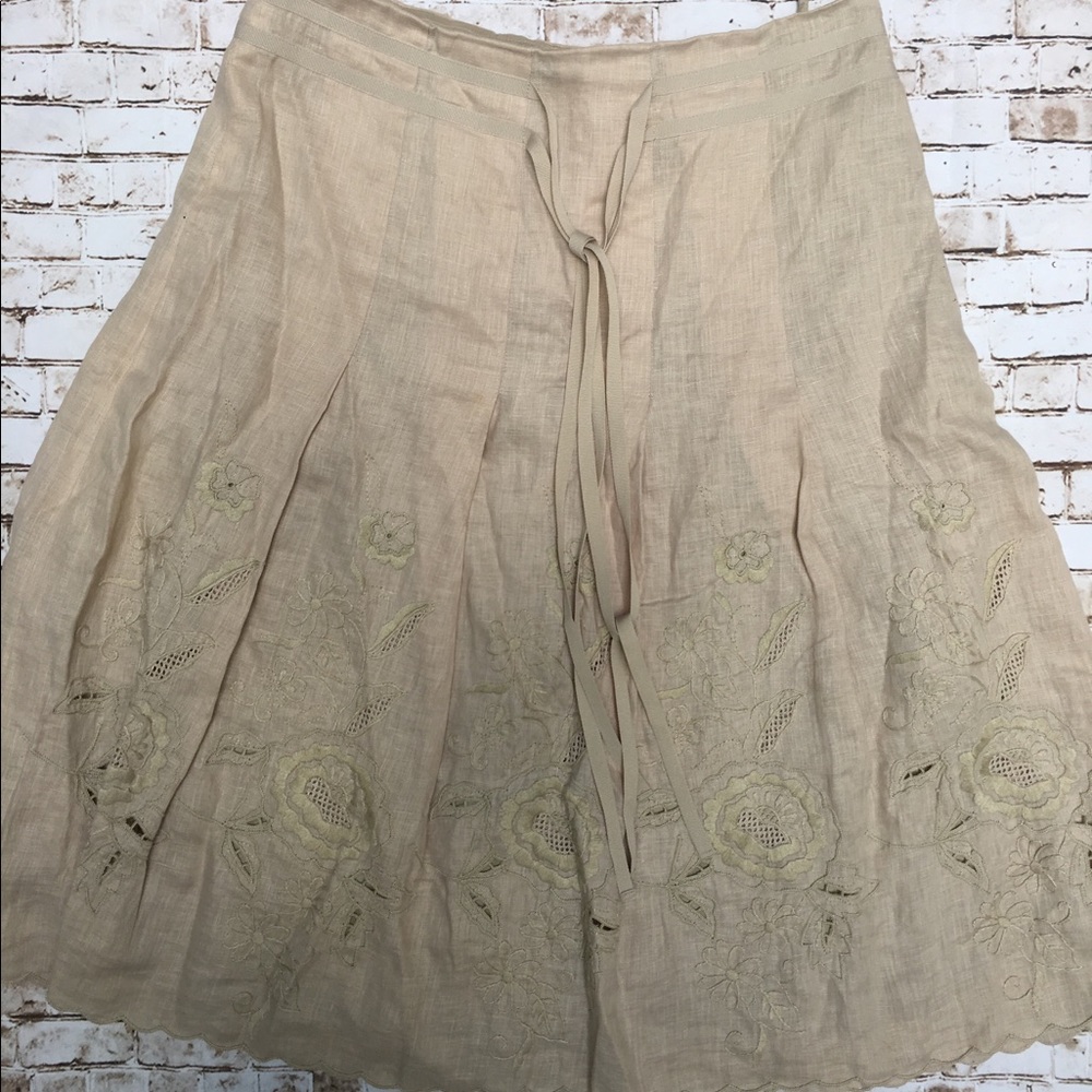 Bogner Tan Ladies Linen Skirt Fully Lined Size 6
