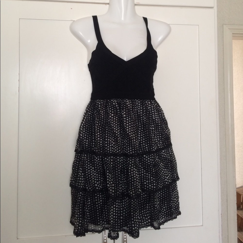 bebe Polka Dot Ruffle Dress