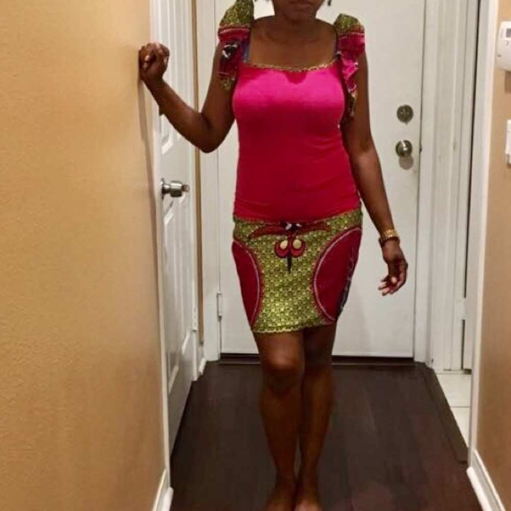 Ankara high waist skirt with matching blouse small