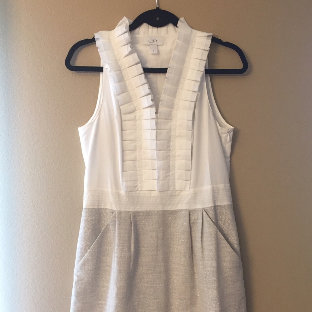 Ann Taylor Loft Ruffle Neck Dress