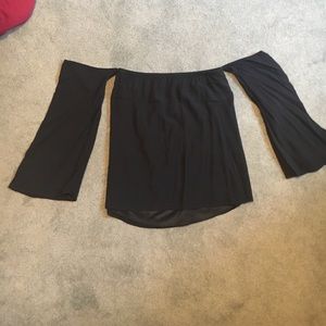 Strapless black top with sleeves