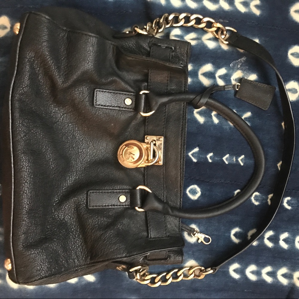Lock and key gold chain michael kors purse