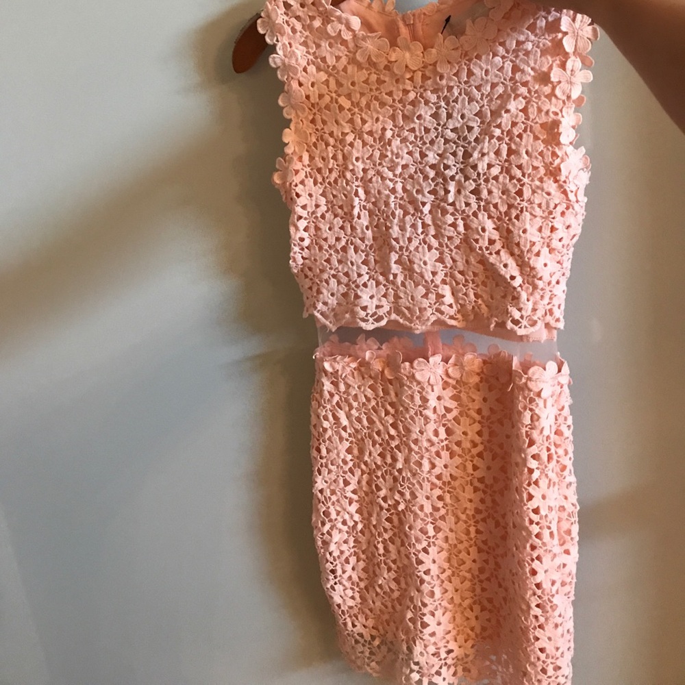pink flowered thigh dress